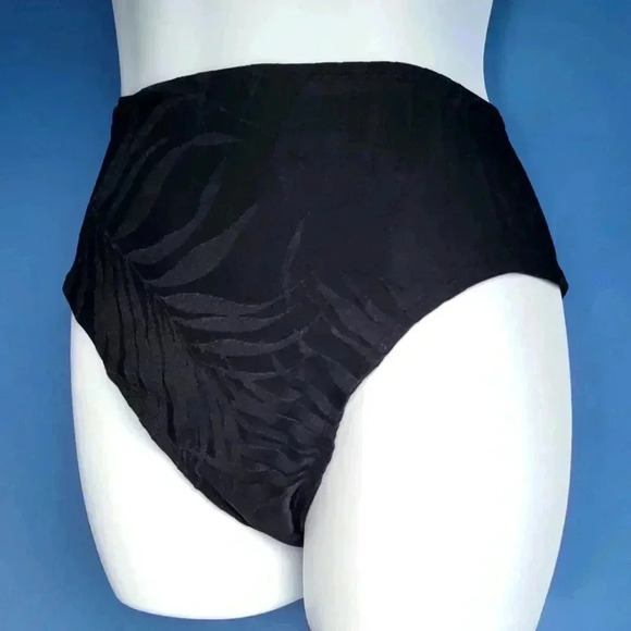 NWT Sessa Vintage Glam Black Tropical Textured Slimming Bikini Bottom Size 16 - Picture 3 of 5